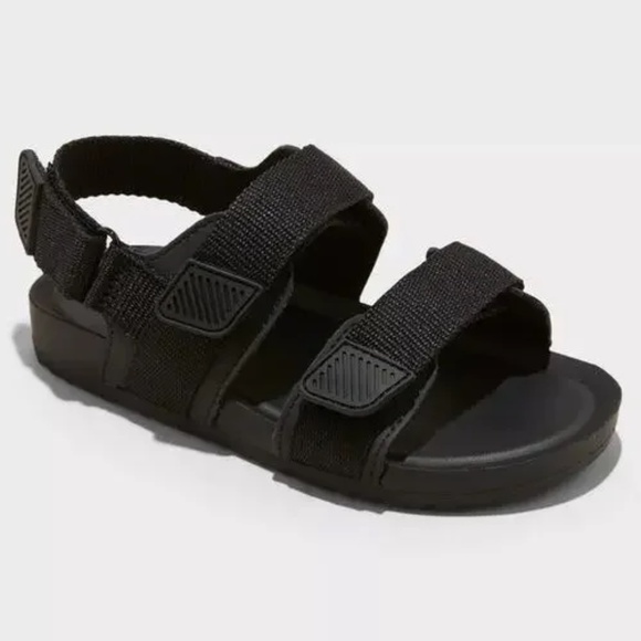 CAT & JACK・TODDLER BOYS BLACK FOOTBED SANDALS - SZ 7 - Picture 1 of 3